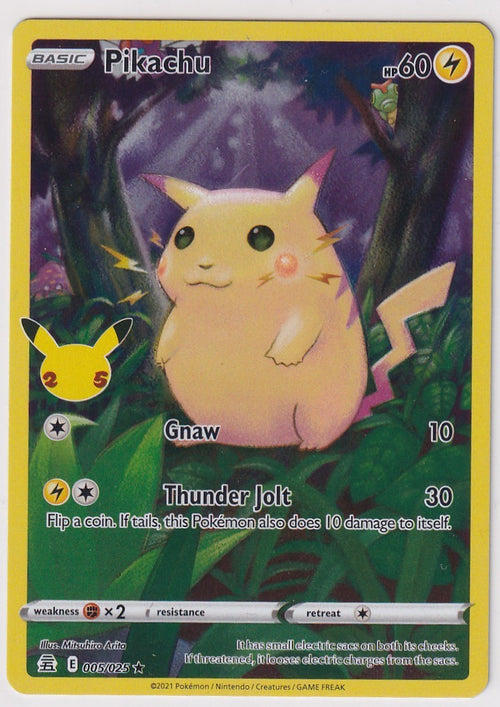 2021 POKEMON SWORD & SHIELD CELEBRATIONS #005/025 Pikachu Holo Rare Full Art