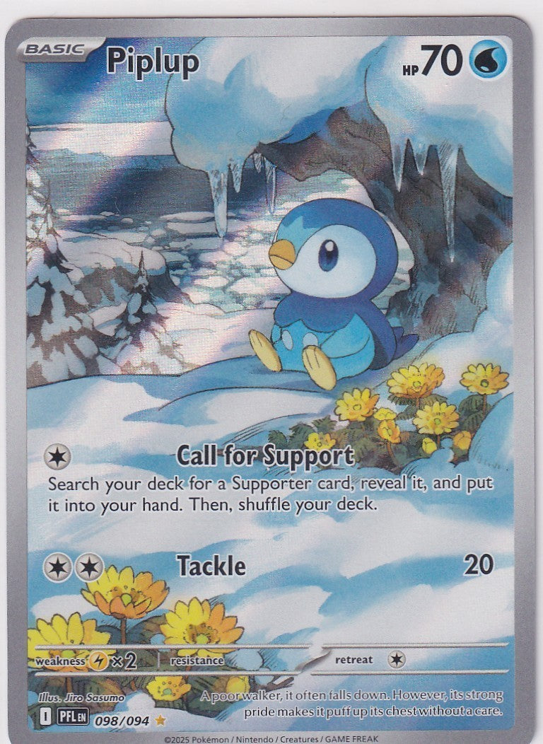Pokemon Piplup 098/094 Illustration Rare Phantasmal Flames Pokemon Holo NM